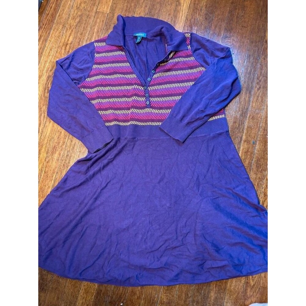 2x ModCloth Mod Cloth sweater dress XXL purple & striped long sleeve